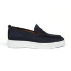 Men’s Navy Textured Textile Sneakers – Loafer-Inspired Smart Casual Shoes