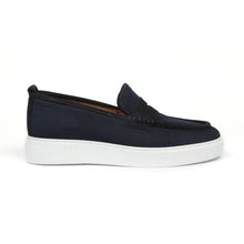 Men’s Navy Textured Textile Sneakers – Loafer-Inspired Smart Casual Shoes