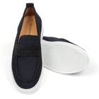Men’s Navy Textured Textile Sneakers – Loafer-Inspired Smart Casual Shoes