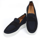 Men’s Navy Textured Textile Sneakers – Loafer-Inspired Smart Casual Shoes