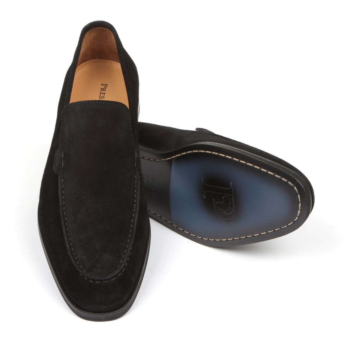 Classic Suede Black Men’s Leather Loafers – Elegant Formal Dress Shoes