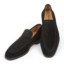 Classic Suede Black Men’s Leather Loafers – Elegant Formal Dress Shoes