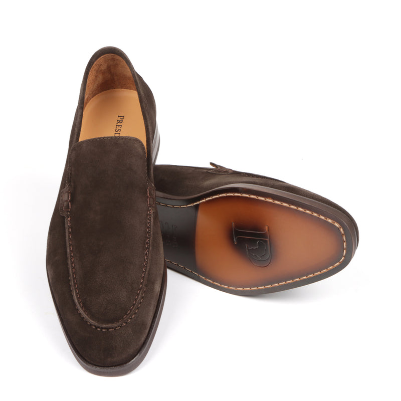 Classic Suede Brown Men’s Leather Loafers – Elegant Formal Dress Shoes
