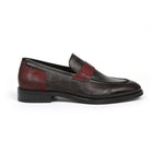 Classic Black & Burgundy  Men’s Leather Loafers – Elegant Formal Dress Shoes