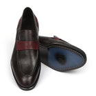 Classic Black & Burgundy  Men’s Leather Loafers – Elegant Formal Dress Shoes
