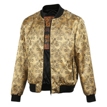 Men’s Gold Jacquard Woven Bomber Jacket – Stylish Outerwear