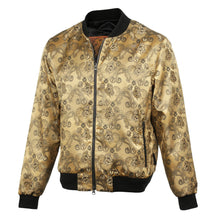 Men’s Gold Jacquard Woven Bomber Jacket – Stylish Outerwear
