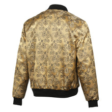 Men’s Gold Jacquard Woven Bomber Jacket – Stylish Outerwear