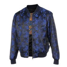 Men’s Navy Jacquard Woven Bomber Jacket – Stylish Outerwear