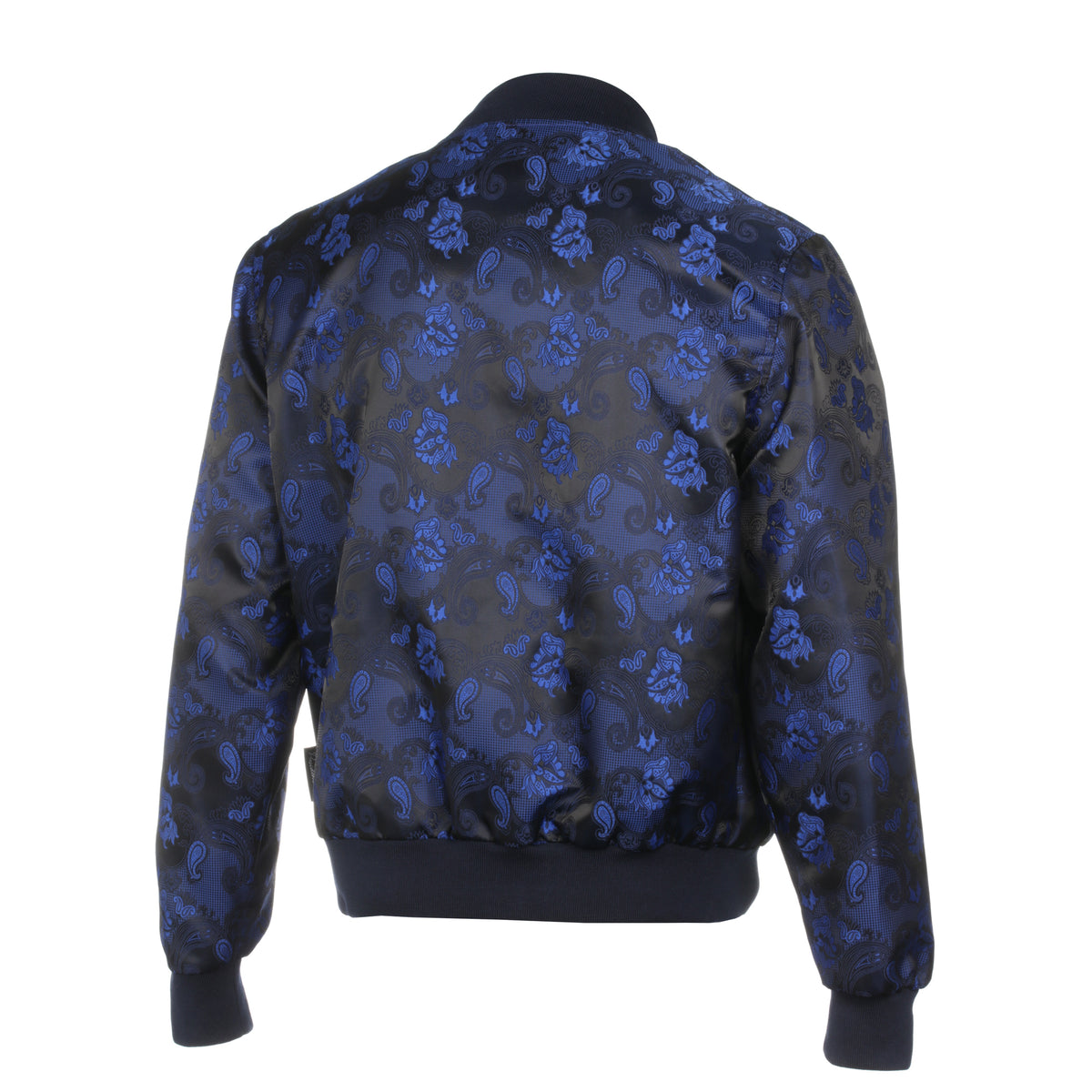 Men’s Navy Jacquard Woven Bomber Jacket – Stylish Outerwear