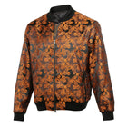 Men’s Burnt Orange Jacquard Woven Bomber Jacket – Stylish Outerwear