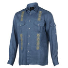 Kings Linen Cobalt Blue Men's Casual Long Sleeve 100% Linen Shirt Breathable Summer