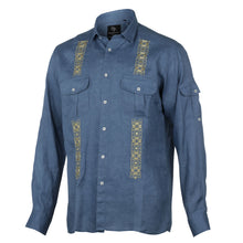Kings Linen Cobalt Blue Men's Casual Long Sleeve 100% Linen Shirt Breathable Summer