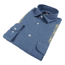 Kings Linen Cobalt Blue Men's Casual Long Sleeve 100% Linen Shirt Breathable Summer