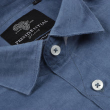 Kings Linen Cobalt Blue Men's Casual Long Sleeve 100% Linen Shirt Breathable Summer