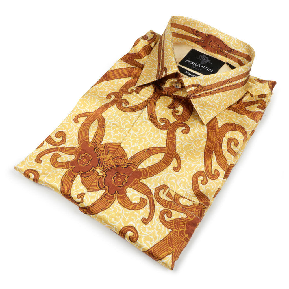 Madiba's World Cup Men's Long Sleeve Iconic 100% Silk Shirt