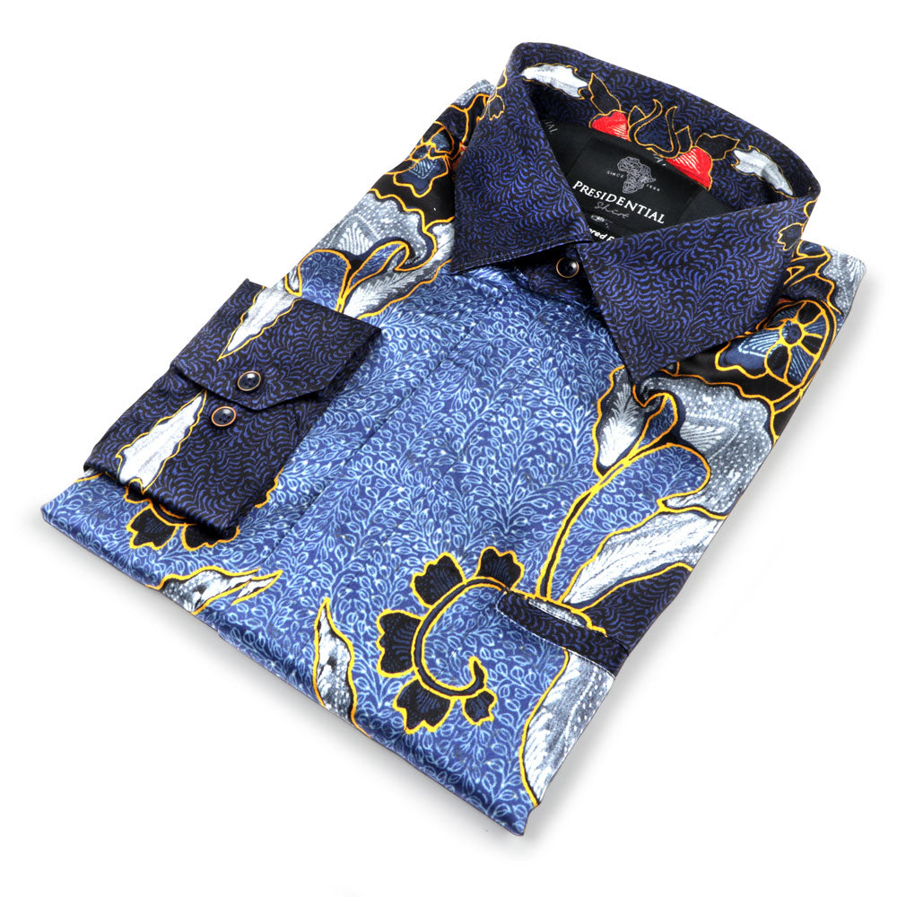 Symphonie Men's Long Sleeve Iconic 100% Silk Shirt