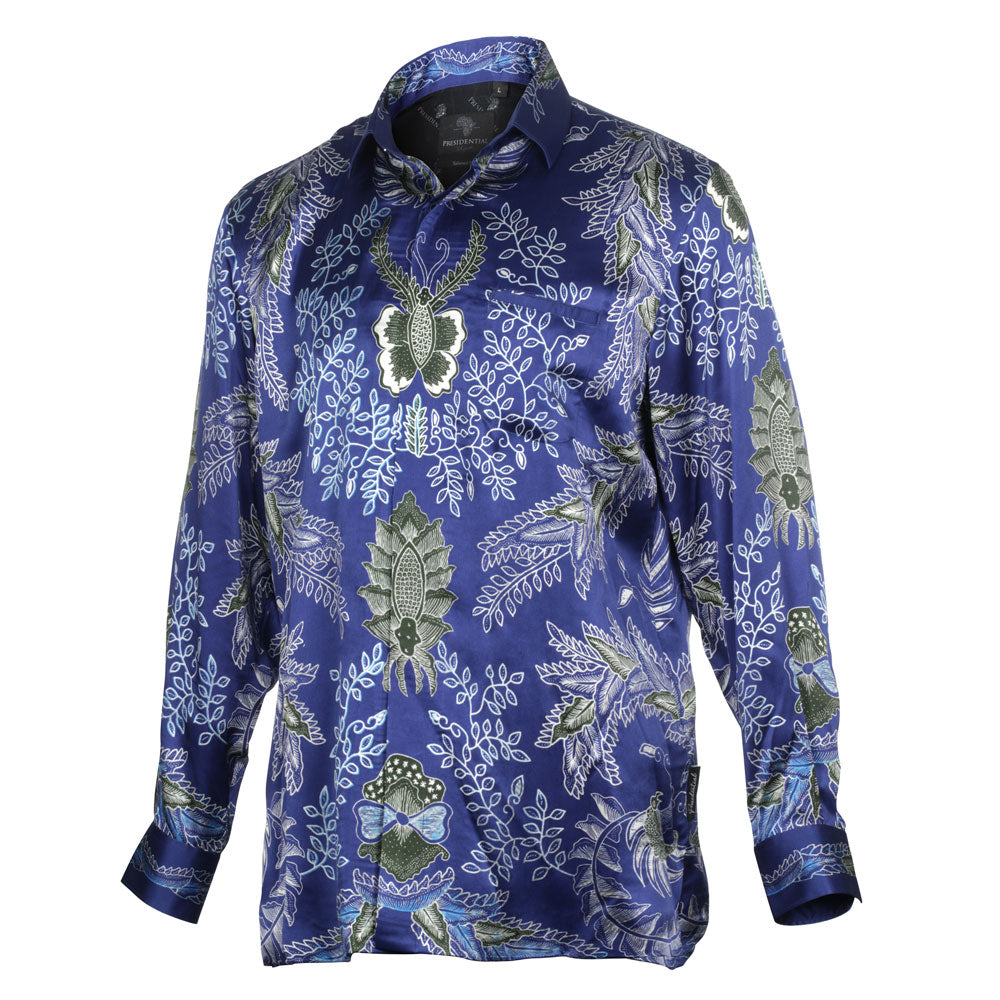 Blue Sun Men's Long Sleeve Iconic 100% Silk Shirt