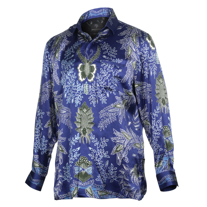 Blue Sun Men's Long Sleeve Iconic 100% Silk Shirt