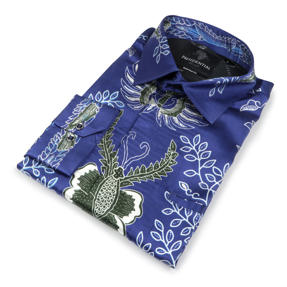 Blue Sun Men's Long Sleeve Iconic 100% Silk Shirt