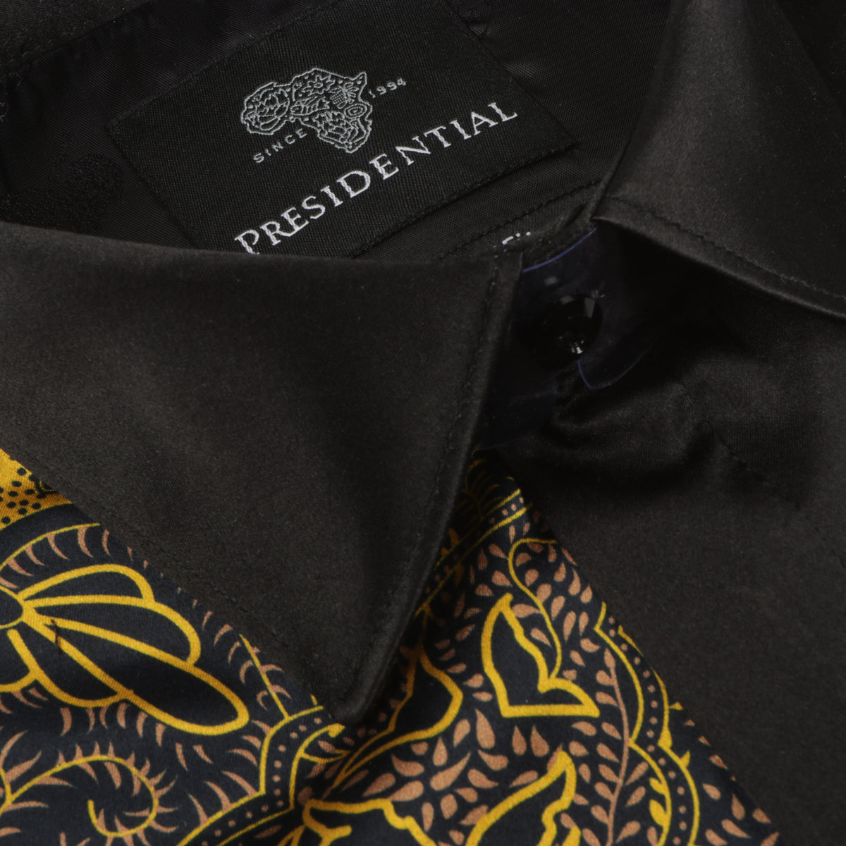Madiba Classic - Black Men's Long Sleeve Silk Shirt