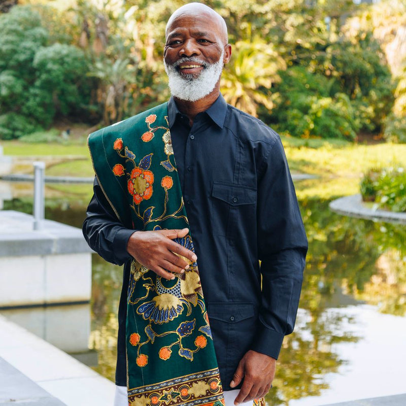 Peacock- Green Hand Painted Shoulder Throw