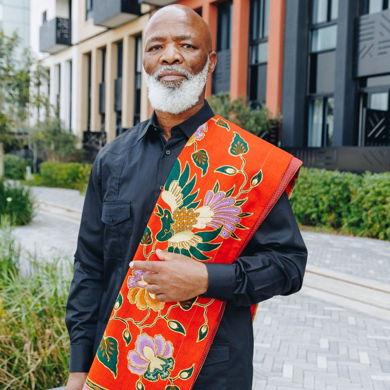 Peacock- Red Hand Painted Shoulder Throw