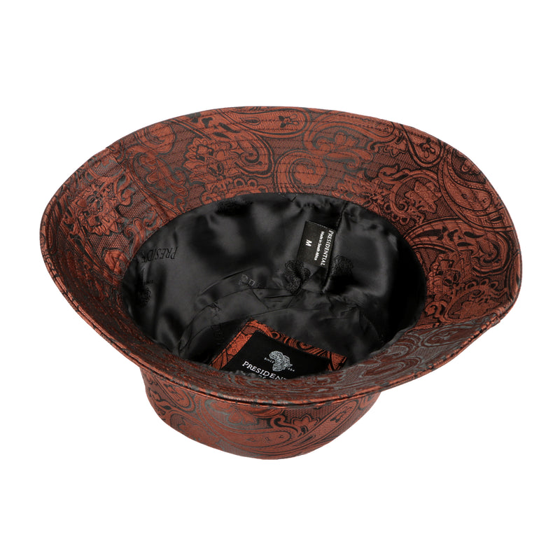 Men's Bucket Hat, Jacquard Woven Satin - Kings Classic Brown