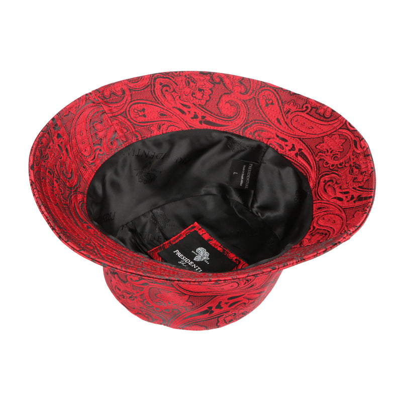 Men's Bucket Hat, Jacquard Woven Satin - Kings Classic Red