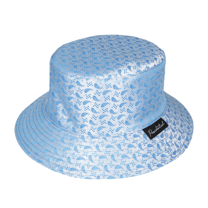 Men's Bucket Hat, Jacquard Woven Satin - Royal Prince Blue