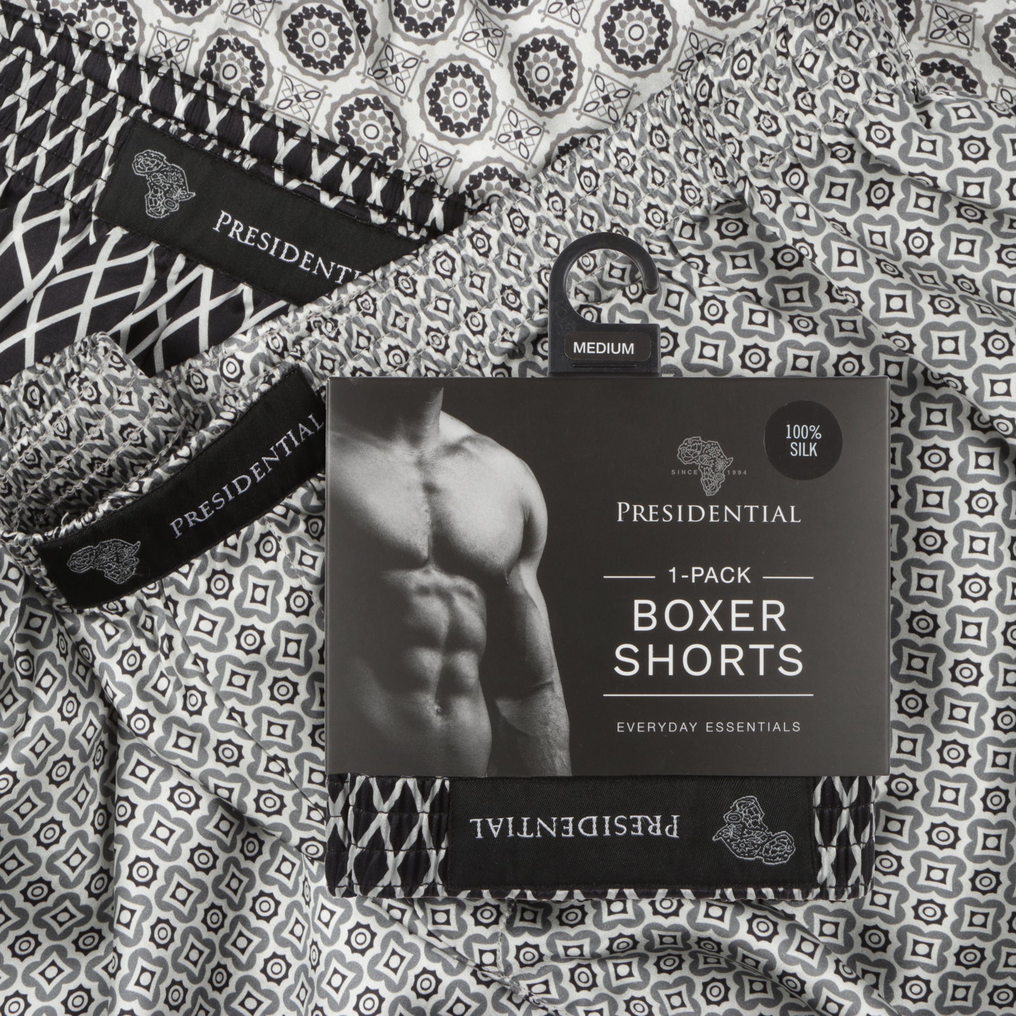 Presidential Mens Silk Boxer - Black