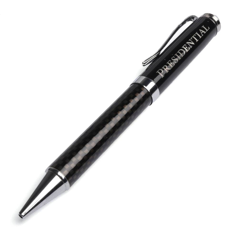 Black Ballpoint Pen – Carbon Fiber Body, Refillable, in Branded Box