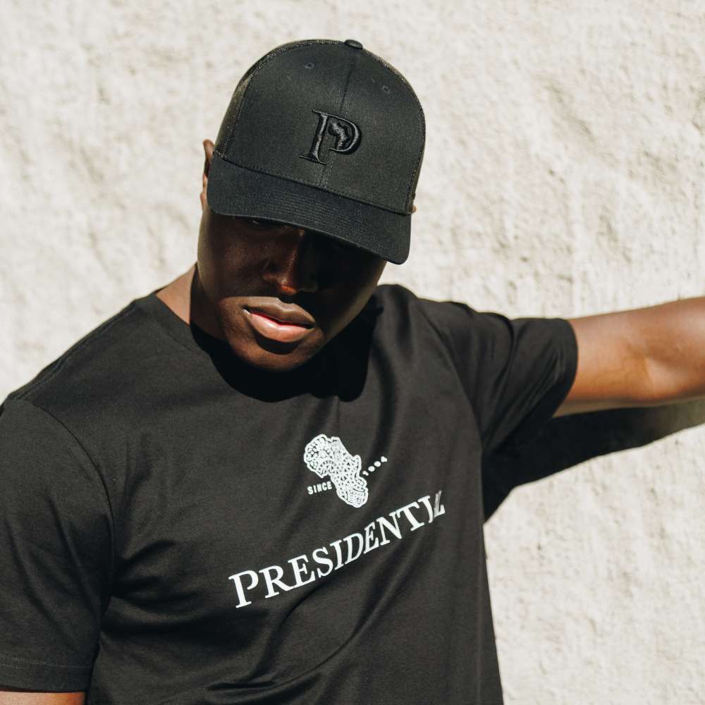 Men's Cap Classic Snap Back, Perforated Adjustable Back - Black