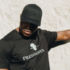 Men's Cap Classic Snap Back, Perforated Adjustable Back - Black