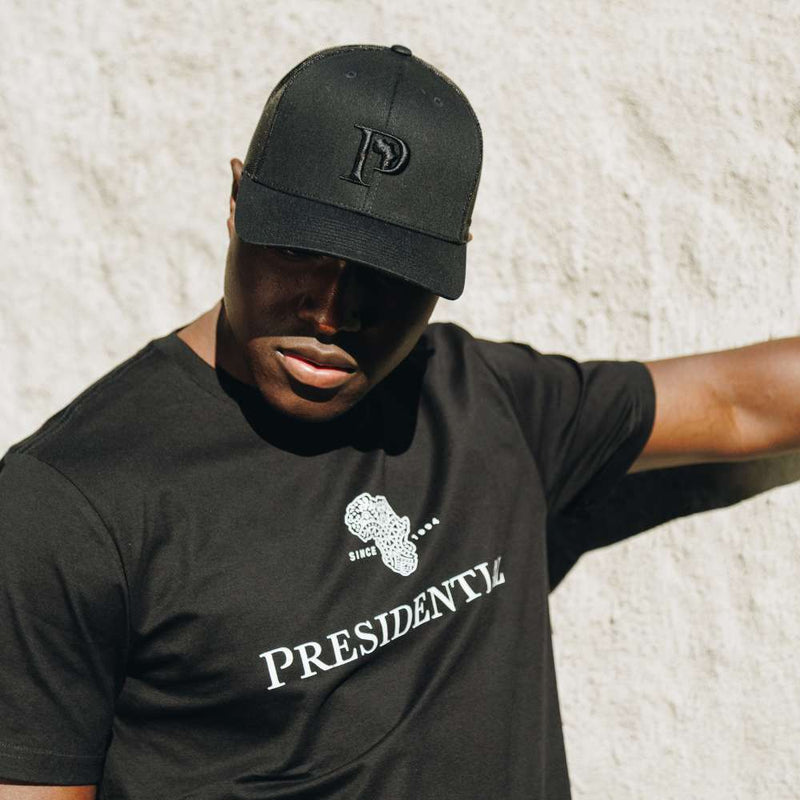 Men's Cap Classic Snap Back, Perforated Adjustable Back - Black