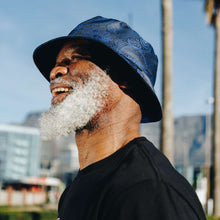 Men's Bucket Hat, Jacquard Woven Satin - Paisley Flower Navy