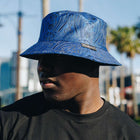 Men's Bucket Hat, Jacquard Woven Satin - Royal Prince Blue