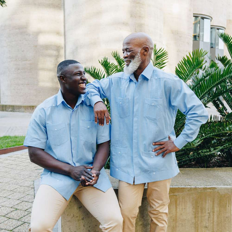 Blue Sky Short Sleeve Cuban Multi-Pocket Cotton Linen Shirt
