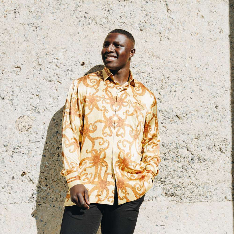 Madiba's World Cup Men's Long Sleeve Iconic 100% Silk Shirt