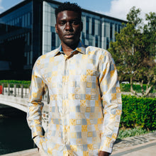 Royal Check - Yellow Men's Jacquard Woven Luxury Formal Shirt