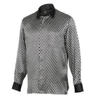 Diamond Check Men's Long Sleeve Iconic 100% Silk Shirt