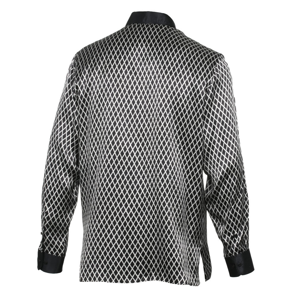 Diamond Check Men's Long Sleeve Iconic 100% Silk Shirt