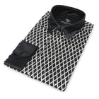 Diamond Check Men's Long Sleeve Iconic 100% Silk Shirt