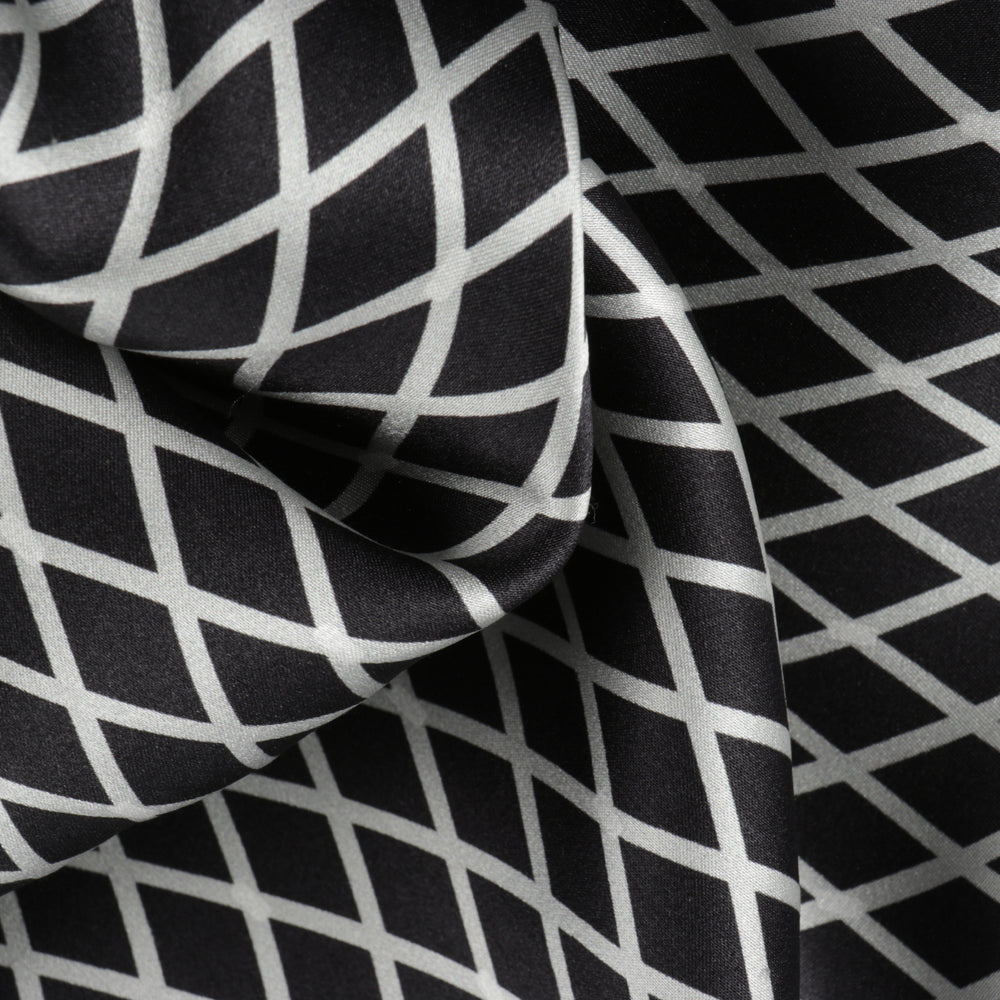 Diamond Check Men's Long Sleeve Iconic 100% Silk Shirt