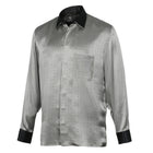 Silver Geometric Men's Long Sleeve Iconic 100% Silk Shirt