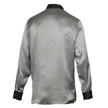 Silver Geometric Men's Long Sleeve Iconic 100% Silk Shirt