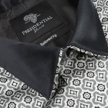 Silver Geometric Men's Long Sleeve Iconic 100% Silk Shirt