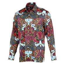 Madiba's Classic Red Men's Long Sleeve Printed Cotton Shirt