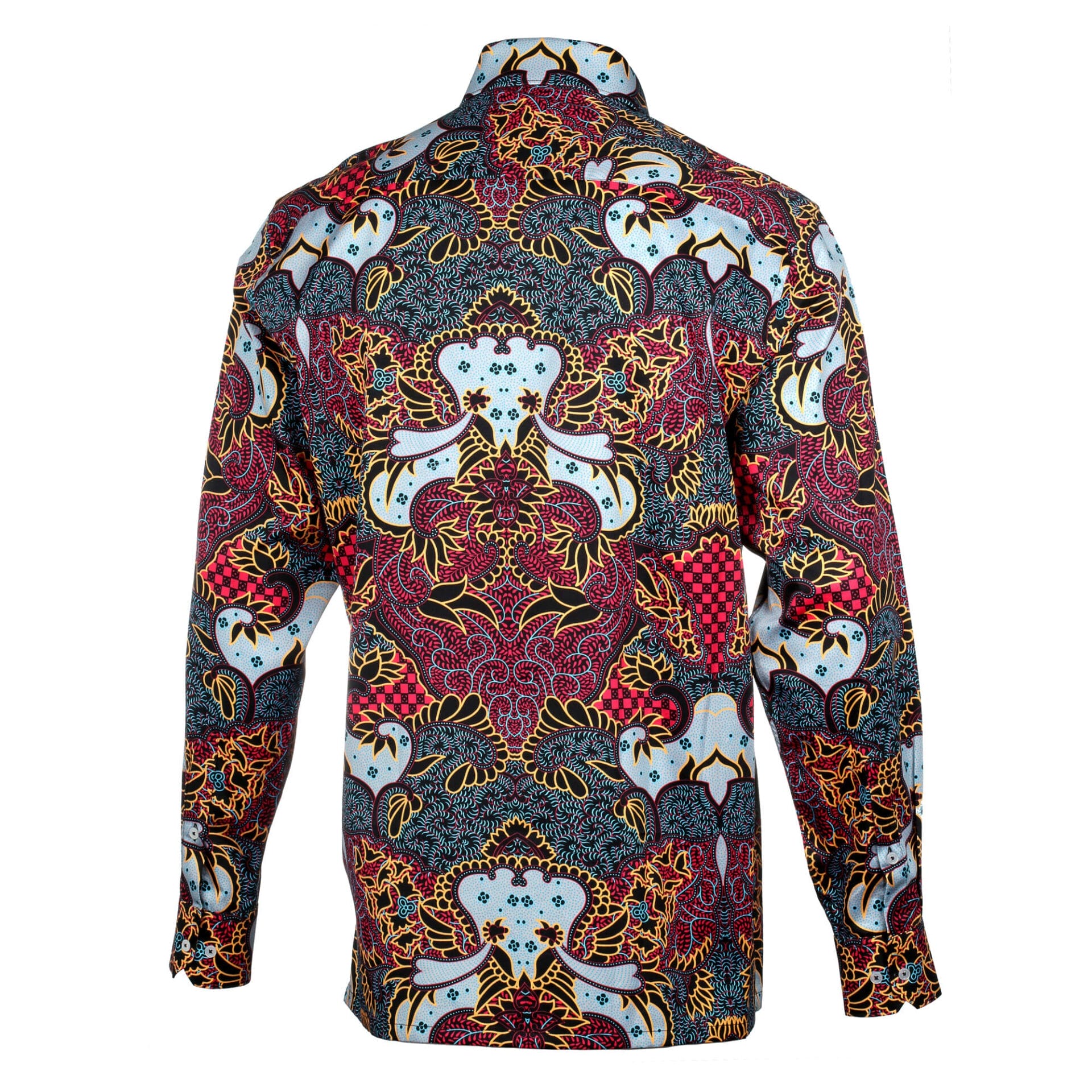 Madiba's Classic Red Men's Long Sleeve Printed Cotton Shirt
