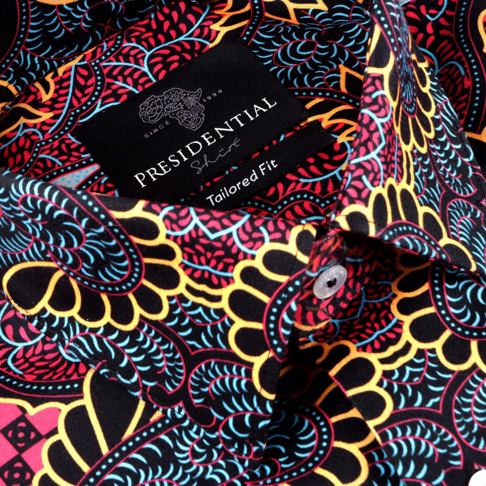 Madiba's Classic Red Men's Long Sleeve Printed Cotton Shirt